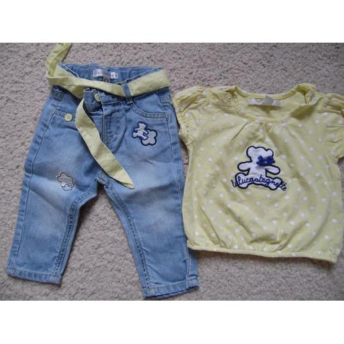 Ensemble Bébé Fille "Lulu Castagnette" Jean + Haut Taille 6 Mois