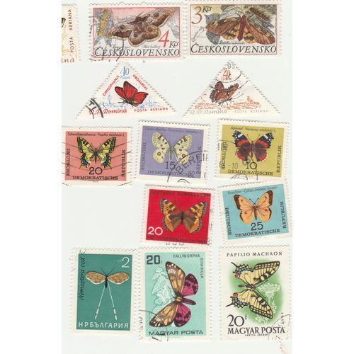 13 Timbres Oblitérés D'europe - Animaux - Papillons