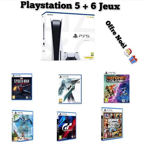 Pack : Playstation 5 avec lecteur CD + 6 jeux