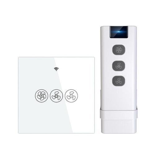 Commutateur de ventilateur de plafond intelligent WiFi RF433 Smart Life/Tuya App 2/3 Way Control Télécommande sans fil Fonctionne avec Alexa et Google, commutateur EU + contr?leur