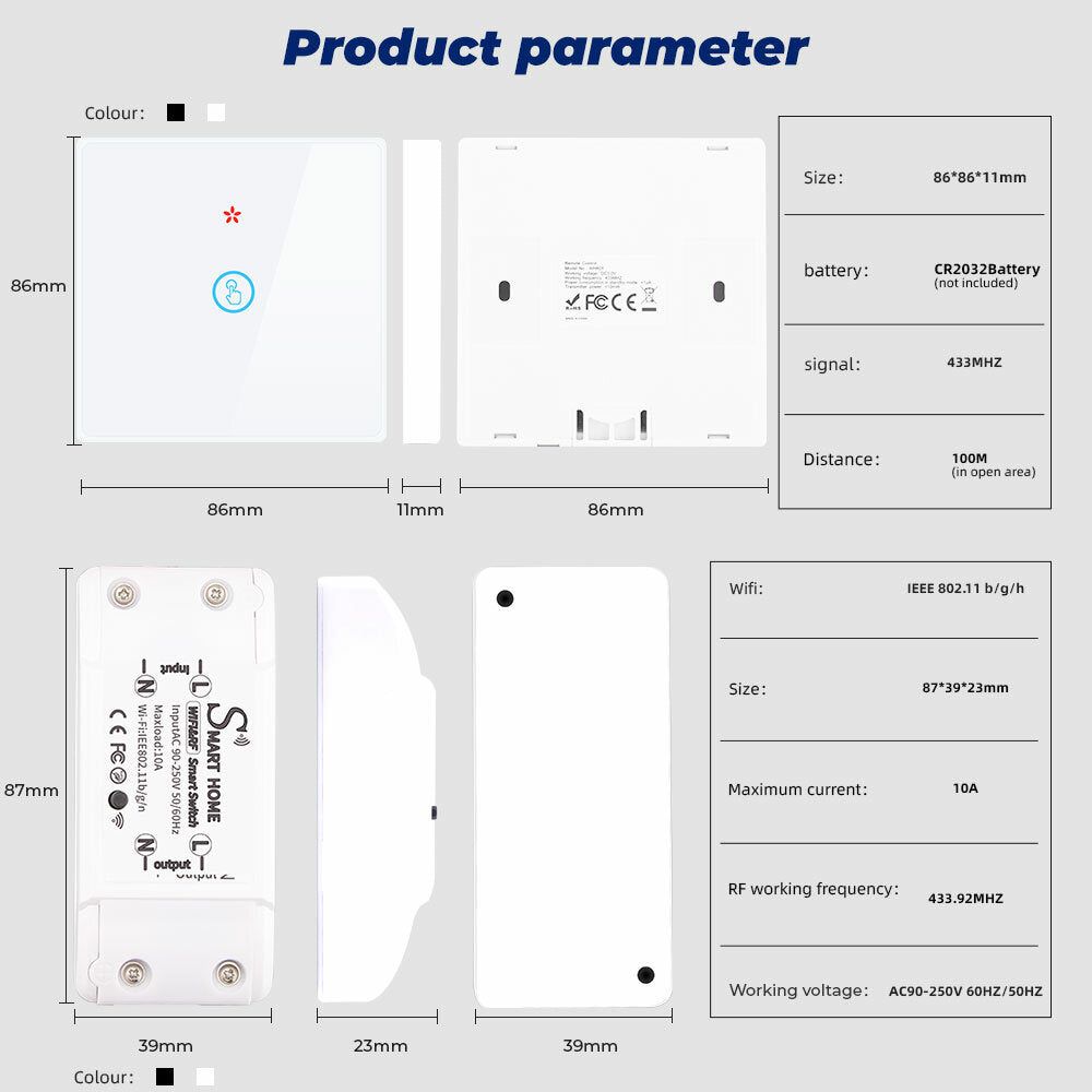 Interrupteur d'clairage WiFi 220V RF 433MHz avec disjoncteu... - 6