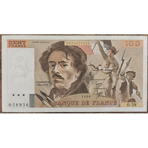 Billet 100 Francs Eugène Delacroix 1980 France O.28