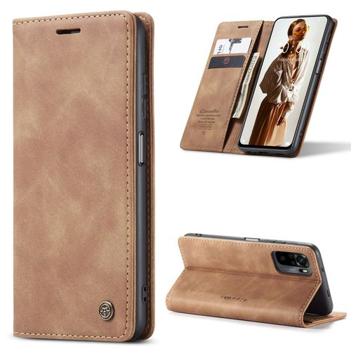 Coque Pour Xiaomi Redmi Note 10 4g Cuir,Etui Pour Xiaomi Redmi Note 10 4g Premium Pu Portefeuille Magnétique,Etui Pour Antichoc Flip Pour Xiaomi Redmi Note 10 4g,Marron