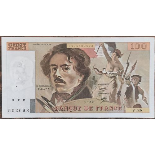 Billet 100 Francs Eugène Delacroix 1980 France V.28 502693