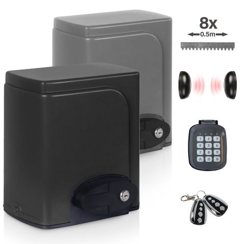 TIMBERTECH® Motorisation Portail Coulissant - 2 Télécommandes, 8 Crémaillères, Clavier, max. 600 kg - Ouvre-Porte Automatique