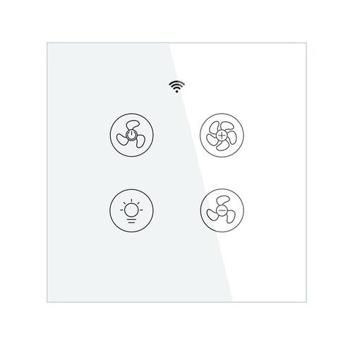 Commutateur de lumière de ventilateur de plafond intelligent WiFi RF EU 2/3 Way RF Télécommande de vitesse Fonctionne avec Alexa Google Home, Blanc