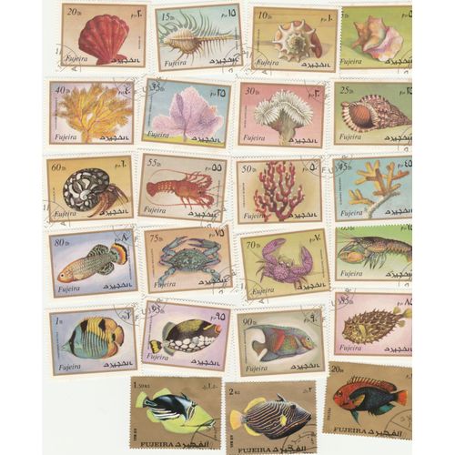 23 Timbres Oblitérés De Fujeira - Animaux - Poissons, Crustacés Et Animaux Marins