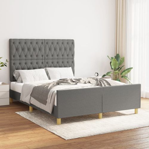 Vidaxl Cadre De Lit Sans Matelas Gris Foncé 140x190 Cm Tissu