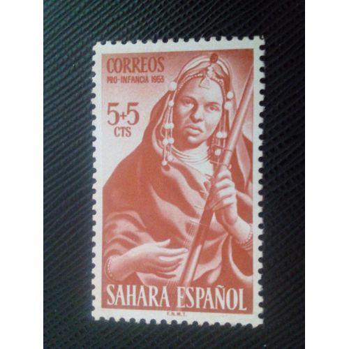 Timbre Sahara Espagnol Y T 91 Femme Jouant De La Flûte 1953 ( 031206 )