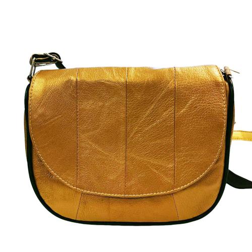 PROMOTION ! Sac bandoulière cuir 'Janis' doré - 22x17x7 cm