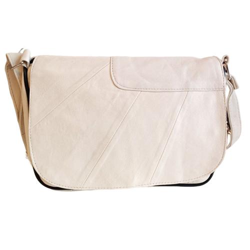 PROMOTION ! Sac bandoulière cuir 'Janis' beige - 29x20x8 cm