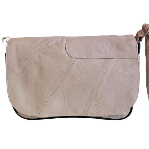 PROMOTION ! Sac bandoulière cuir 'Janis' taupe clair - 29x20x8 cm