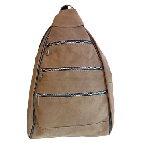 PROMOTION ! Sac à dos cuir 'Janis' taupe mat - 40x23x12 cm