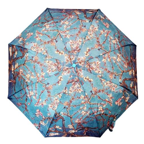 Promotion ! Parapluie Mini Automatique 'vincent Van Gogh' (Amandiers En Fleurs) - Fermé 30 Cm, Ouvert 100 Cm