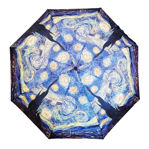 Promotion ! Parapluie Mini Automatique 'vincent Van Gogh' (Nuit Étoilée) - Fermé 30 Cm, Ouvert 100 Cm