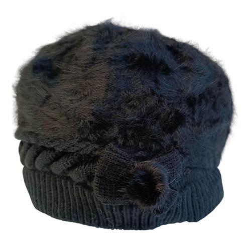 Promotion ! Bonnet Angora 'clothilde' Noir - Taille Unique