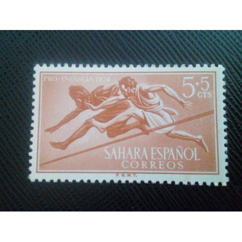 Timbre Sahara Espagnol Y T 99 Saut De Haies 1954 ( 031206 )