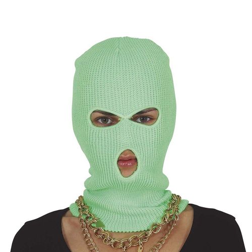 Cagoule Gangster 3 Trous Adulte Turquoise Fluo