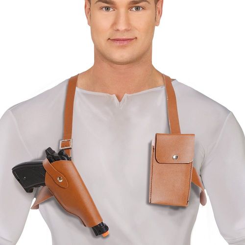 Holster D'épaule Sacoche Simili Cuir Marron Adulte