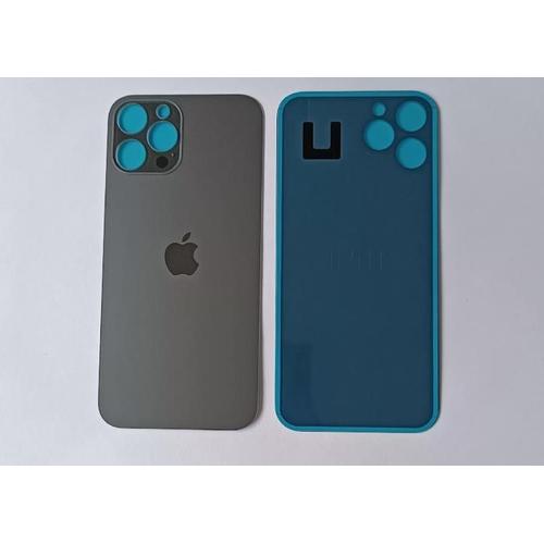 Vitre Arrière Iphone 12 Pro Max Noir Gris Face Arrière Adhésif Big Hole Logo Neuf