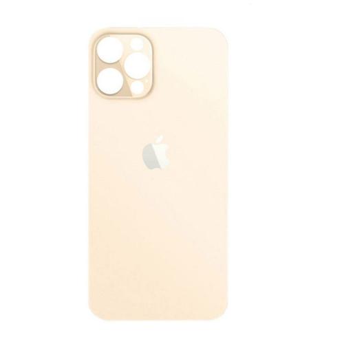 Vitre Arrière Iphone 12 Pro Max Gold Or Face Arrière Adhésif Big Hole Logo Neuf