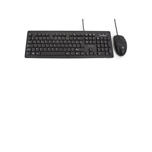 V7 CKU700FR - Ensemble clavier et souris - lavable - USB - AZERTY - Français - noir