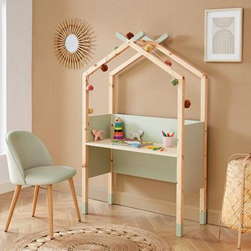 Bureau Tipi Enfant 100x40x153,5 Cm Vert Clair Et Naturel - Osny