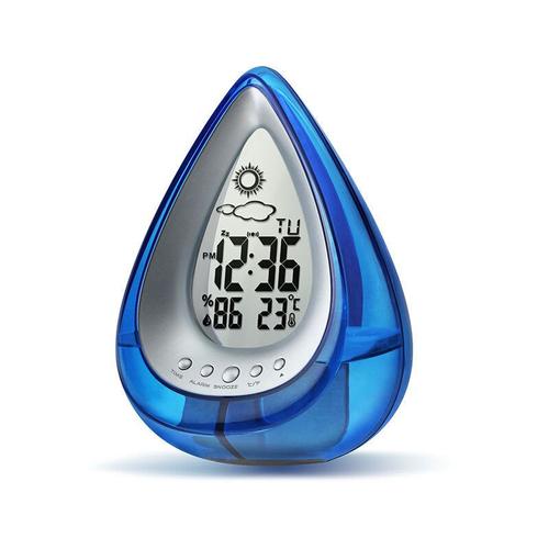 Créativité énergie de l'eau Réveil Grand écran LCD Affichage de la météo et de l'humidité Horloge de puissance de l'eau,Blue