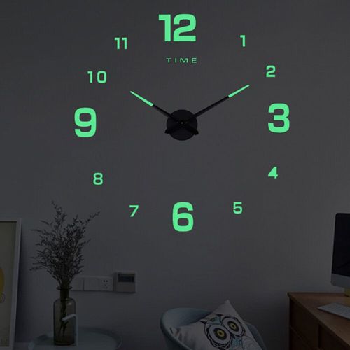 27/37/47 Pouces DIY Horloge Murale Silencieux Quartz Lumineux Mur Horloges De Nuit, 27 Pouces