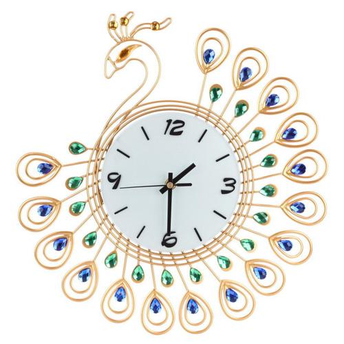 Grand 3D Or Diamant Paon Horloge Murale Montre En Métal Pour La Maison Salon Décoration DIY Horloges Artisanat Ornements Cadeau,Or