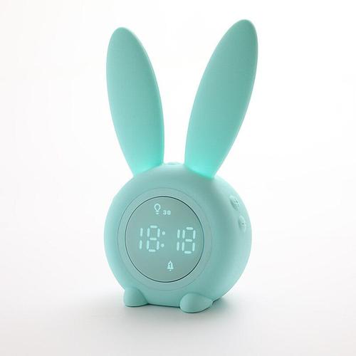 Petit réveil électronique à LED Réveil de dessin animé créatif pour enfants Horloge de bureau étudiant, vert