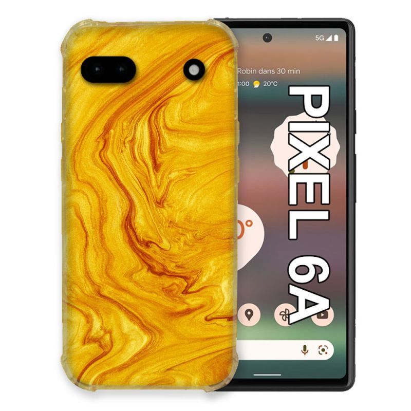 Coque Pour Google Pixel 6a Texture Marbre Jaune