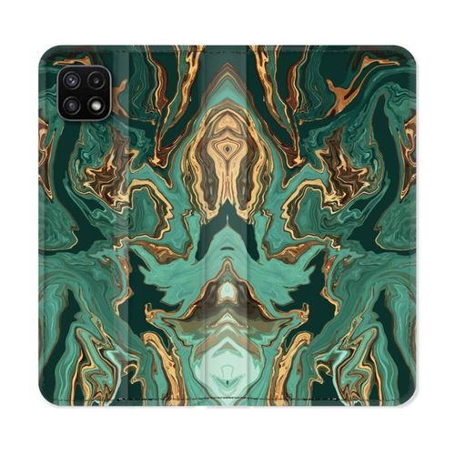 Housse Cuir Portefeuille Pour Samsung Galaxy A22 5g Texture Marbre Vert