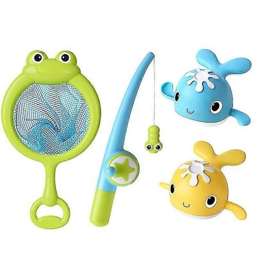 Aimant Bébé Bain Jouets De Pêche - Jeu De Pêche De Jouet De Baignoire De Baleine De Natation Mécanique, Ensemble De Jeu De Bassin Avec Canne À Pêche Et Filet Pour Les Tout-Petits 3 4 5 6 Ans