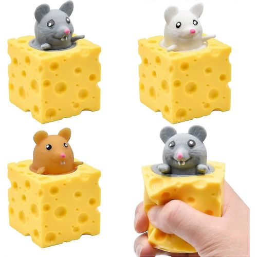 Pack De 3 Jouets Sensoriels Fidget, Jouets À Presser, Fromage, Décompression, Tasse De Souris, Jouets À Main Anti-Stress, Jouets Extensibles Anti-Anxiété Pour Adultes Et Enfants