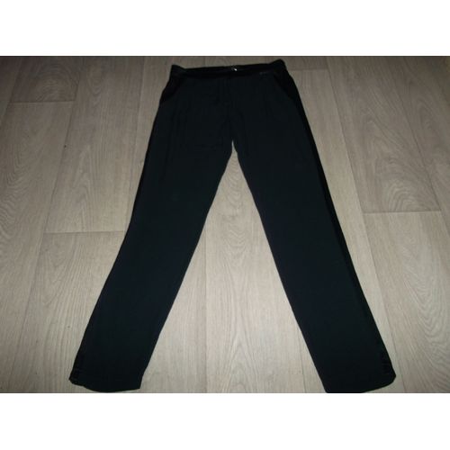 Pantalon La Petite Francaise Bleu Marine Liseré Satin 38 Tbe