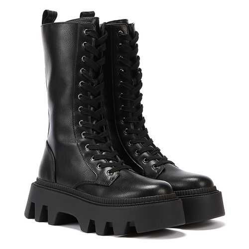 Buffalo Flora Lace Up Hi Bottes Noires Pour Femme - 39