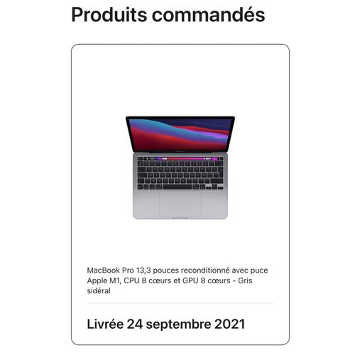 Apple MacBook Pro 13.3" M1 - Ram 8 go - DD 250 Go - Gris sidéral