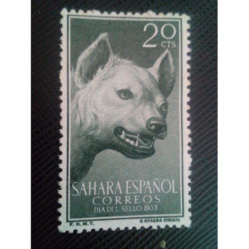 Timbre Sahara Espagnol Y T 131 Hyène Rayée (Hyaena Hyaena) 1957 ( 031206 )