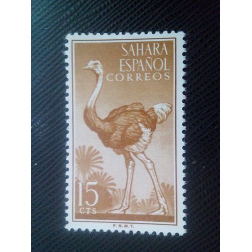 Timbre Sahara Espagnol Y T 121 Autruche (Struthio Camelus) 1957 ( 031206 )