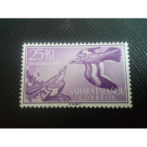 Timbre Sahara Espagnol Y T 141 Grande Alouette Fasciée (Alaemon Alaudipes) 1958 ( 031206 )