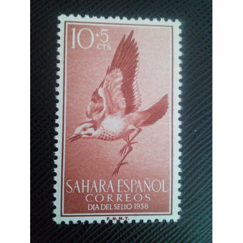 Timbre Sahara Espagnol Y T 140 Grande Alouette Fasciée (Alaemon Alaudipes) 1958 ( 031206 )