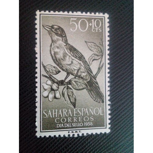 Timbre Sahara Espagnol Y T 142 Alouette À Gros Bec (Ramphocoris Clotbey) 1958 ( 031206 )