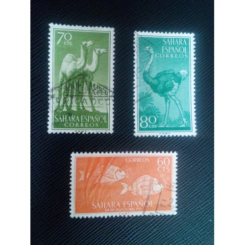 Timbre Sahara Espagnol Y T 98 - 123 / 124 Animaux 1953 / 57 ( 031206 )