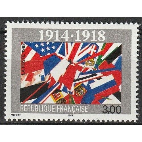 80ème Anniversaire De L'armistice. Composition Avec Drapeauxdes Pays Belli-Gerants. 1998 Timbre Neuf** N° 3196