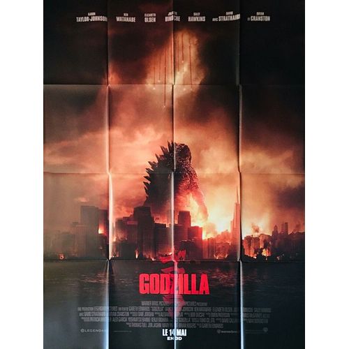Godzilla -Véritable Affiche De Cinéma Pliée- Format 120x160 Cm -De Gareth Edwards (2) Avec Aaron Taylor-Johnson, Elizabeth Olsen, Bryan Cranston, David Strathairn, Juliette Binoche, Ken Watanabe- 2014
