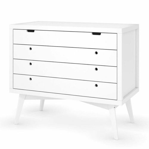 Commode 4 Tiroirs Bois Massif Blanc