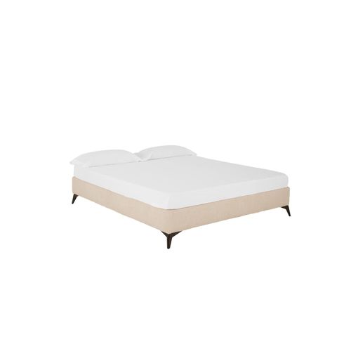 Base Tapissée Beige Bouclé Pour Les Matelas 90x200cm