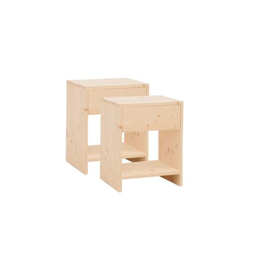 Lot De 2 Tables De Chevet En Bois Beige 50x40cm