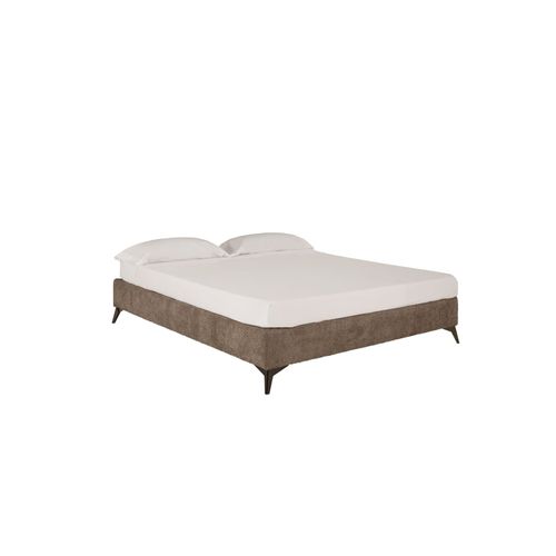 Base Tapissée Taupe Bouclé Pour Les Matelas 90x200cm